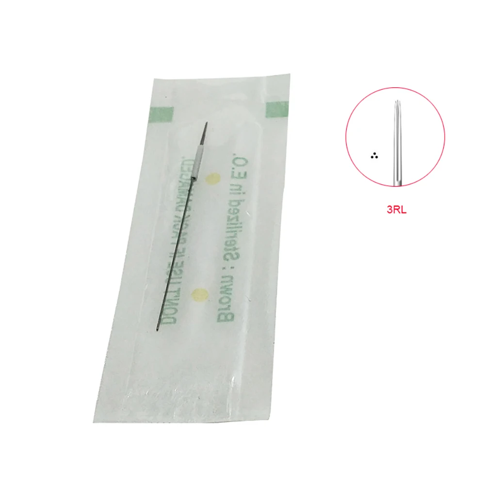 500PCS Round 3 Permanent Makeup Tattoo Needle Disposable Sterilized Professional 3RL 3RSPmu Machine Agulhas Microblading Tattoo