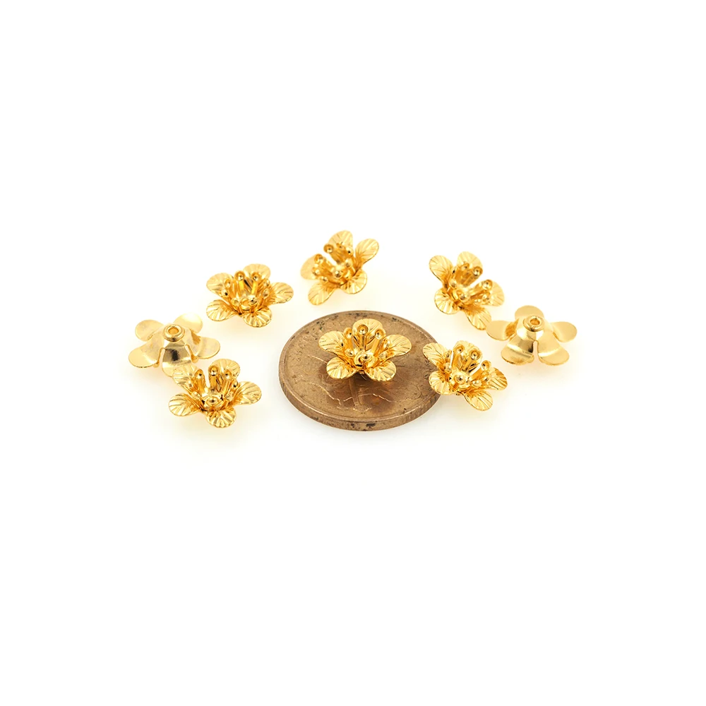 

Brass 3D Flowers Beads End Caps Flower Clasp For Diy Jewelry Accessories Supplies