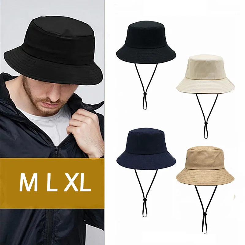 Big Head Man Large Size Sun Hat Women Blank Fisherman Hat Pure Cotton Panama Cap Plus Size Bucket Hats 54-57cm 57-60cm 60-63cm