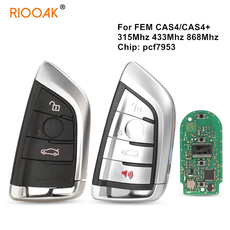 

Smart 3/4 Buttons 315/433/868MHZ pcf7953 Chip Remote Key Keyless Entry Fob for BMW F FEM CAS4 5 7 Series X5 X6 2014+