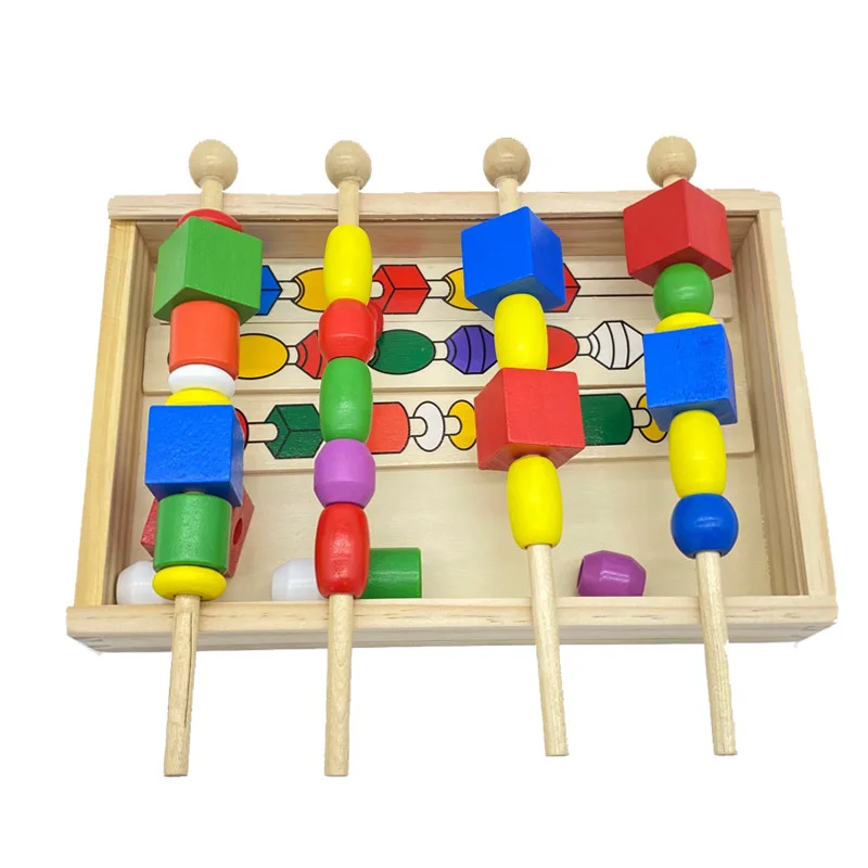 Treeyear Montessori per bambini giocattoli educativi in legno colorato forma bastone perline giocattoli regali per bambino