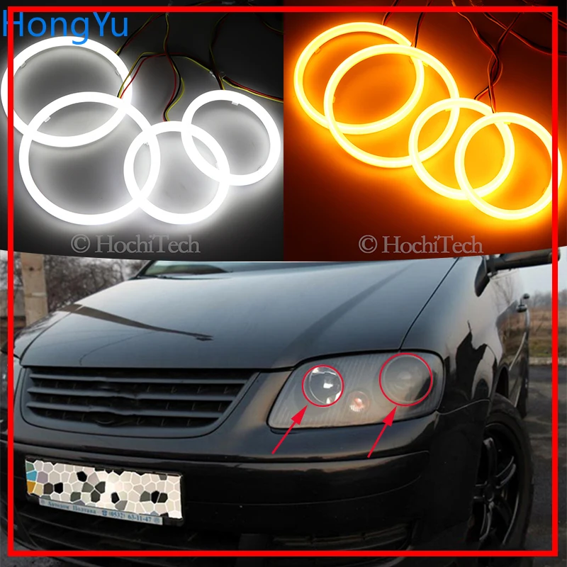 

Cotton Switchback LED White Amber Angel Eye Halo Rings DRL turn signal light for Volkswagen Touran 2004 2005 2006 2007