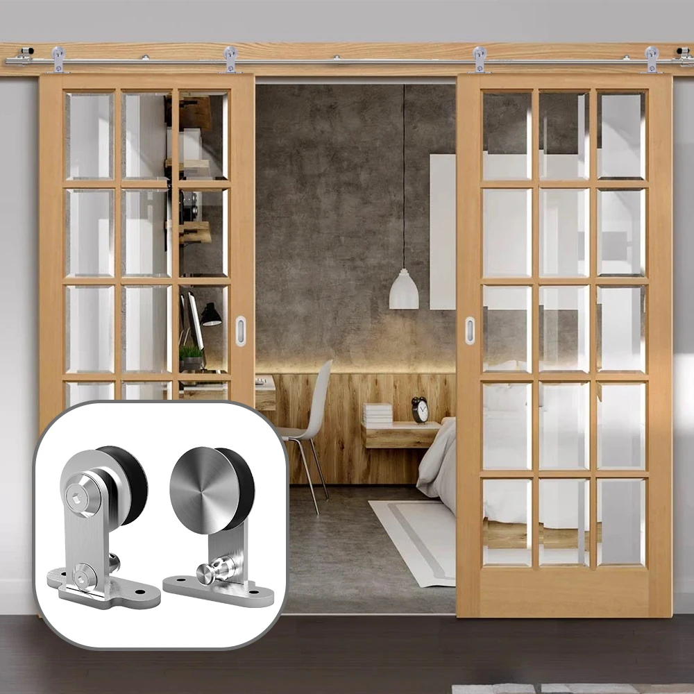 Комплект Т-образных раздвижных дверей из нержавеющей стали и стекла для двухдверных оборудование для раздвижной двери сарая 4-16 футов Комплект Т-образных раздвижных дверей из нержавеющей стали и стекла для двухдверных оборудование для раздвижной двери сарая 4-16 футов