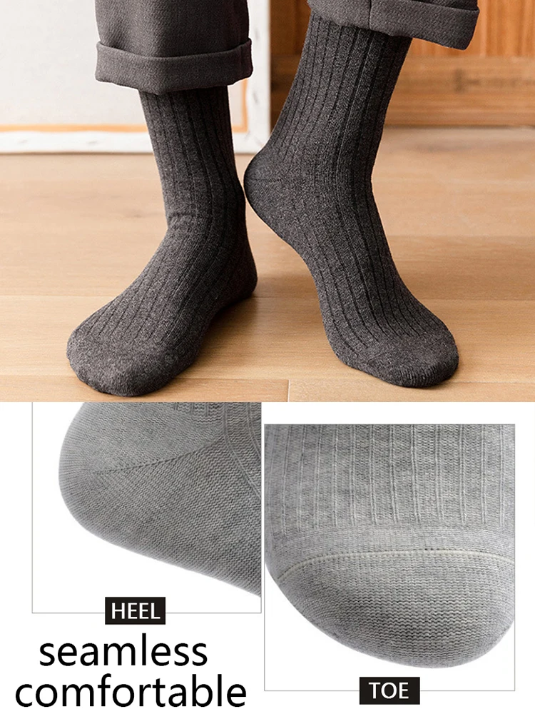 3 Pairs Quality 98% Cotton Brand Business Men Socks Solid Color Large Plus Big Size45,46 Crew Calcetines Hombre Comfort Seamless