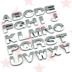 25mm high Custom plastic 3d chrome letters & numbers self adhesive  Alphabet car sticker auto sign  Car Accessories Decoration