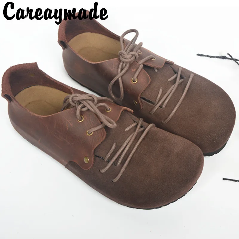 Careaymade-zapatos hechos a mano de piel auténtica, zapatos de chica retro art mori, zapatos planos informales para mujer, 100 colores