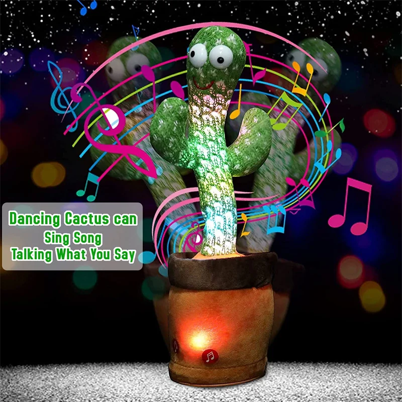 120 Song Dancing Cactus Plush Toy Speaker Talking Repeat Plush Cactu Dancer Toy Talk Plushie Stuffed Toys For Kids Gift