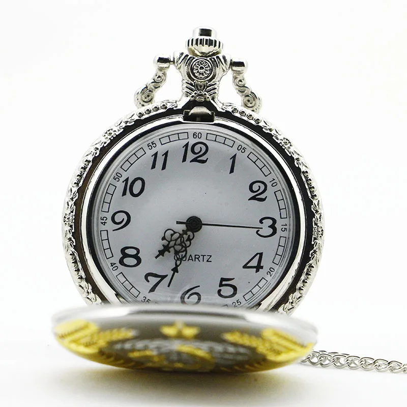 Vintage Soviet Sickle Hammer Style Quartz Pocket Watch Men women Antique Bronze Pendant Necklace Gifts