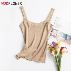 Women 70% Silk 30% Cotton Knit Lace Camisole Top Tanks Slim Fit Warm Vest Sleepwear Spaghetti Strap TU010