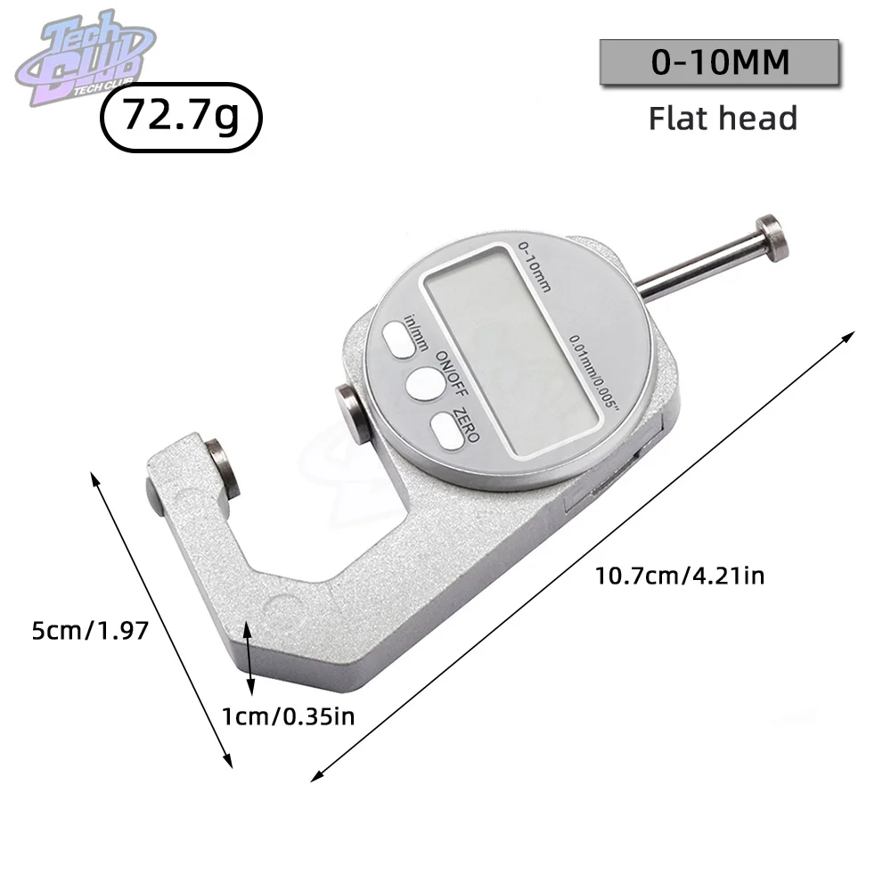 0-10/20mm Display Thickness Gauge Zinc Alloy Electronic LCD Micrometer Metric Imperial Wall Thickness Measurement Tools