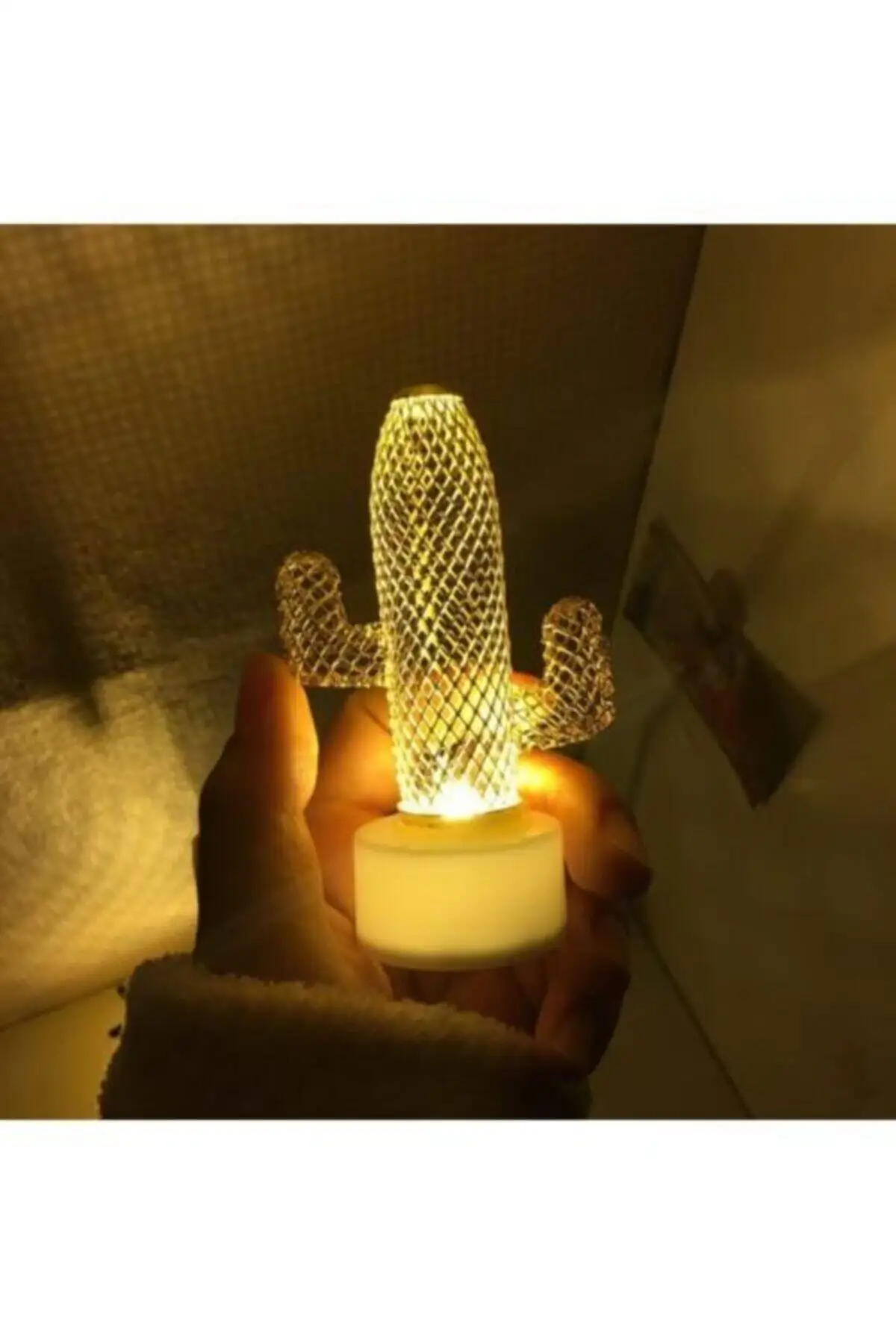 2'li Metal Pineapple And Cactus Pattern Mini Night And Table Decor Lamp Battery Operated