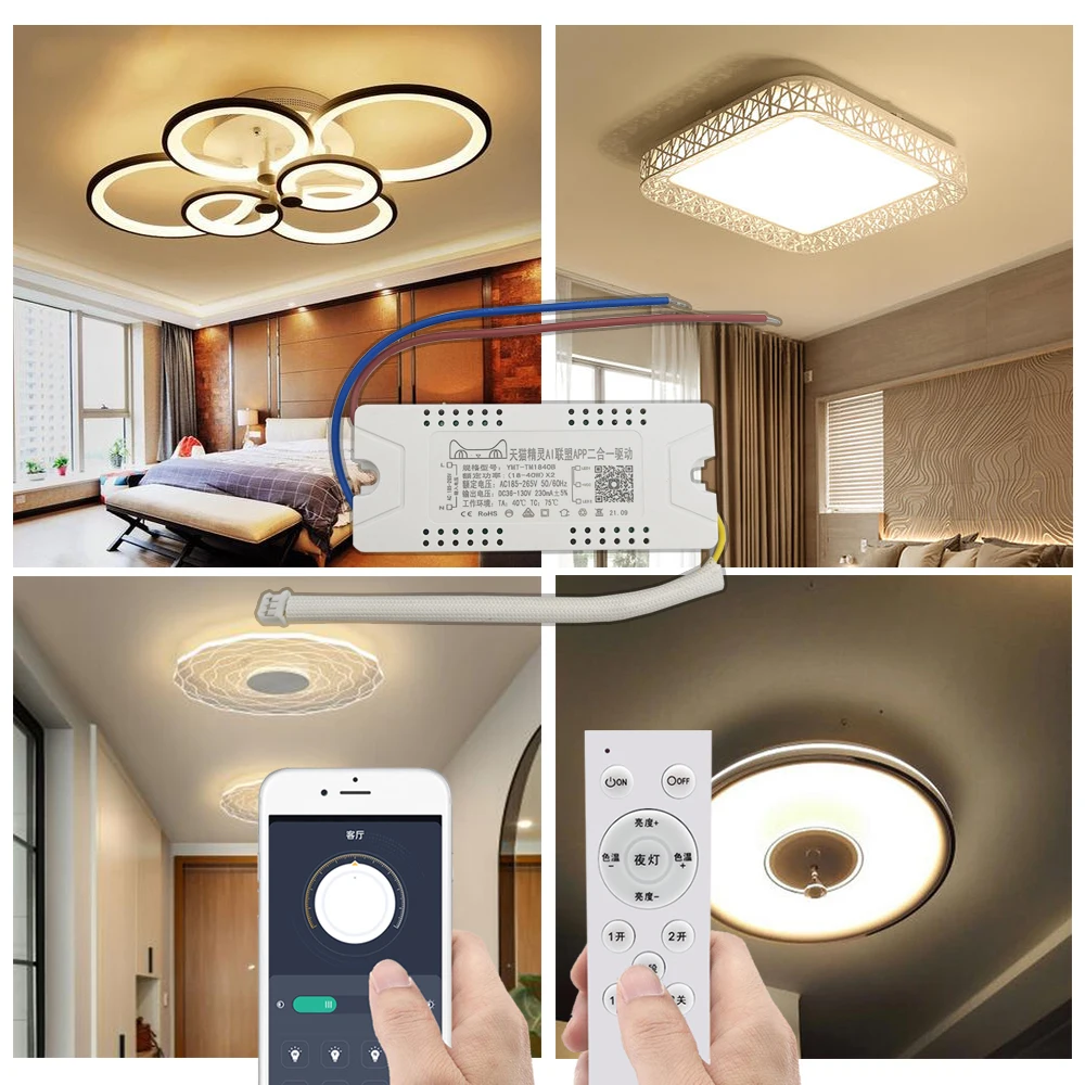 AC220V Intelligent Remote Control LED Driver Lamp Smart Pro App 230mA Constant Current Power Supply 185-265V For Chandelier