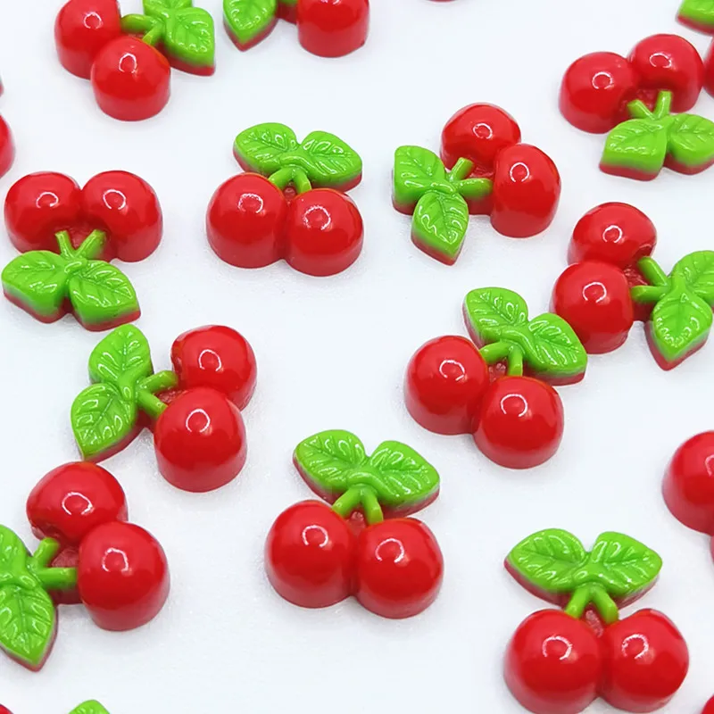 10pcs 21*19mm Red Cherry Resin Flatback Cabochon Scrapbook Embellishment DIY Phone Decoration