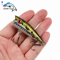 1pc Popper Fishing Lure 6cm/6.5g Hard Bait Artificial Topwater Bass Trout Pike Wobbler Fishing Tackle with 2 Treble Hooks