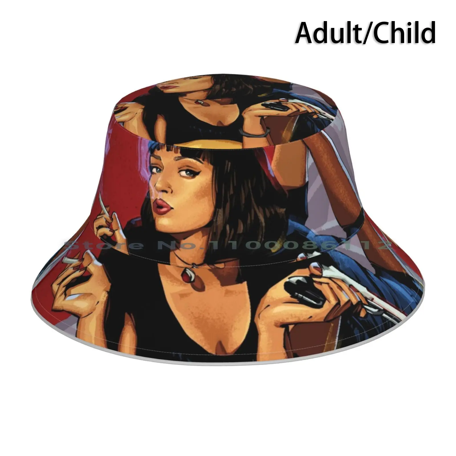 Pulp Fiction 1 Bucket Hat Sun Cap Tarantino Pulp Fiction Mia Umathurman Foldable Outdoor Fisherman Hat