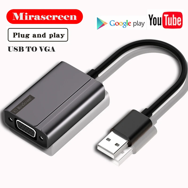 

USB to vga converter 3.5mm jack mirascreen Display Screen Sharing 1080P USB to Female VGA Adapter Plug and play for TV projector