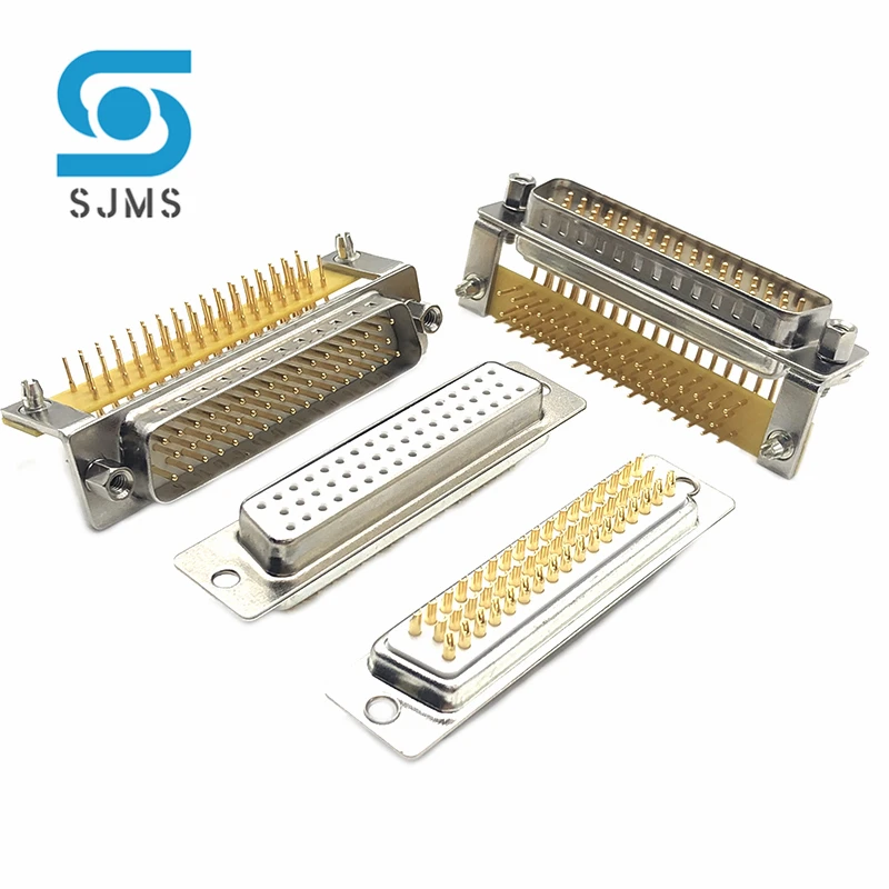 1pcs DR50 Male Gold plated bur HDR50 bent pin Plate type Three row Male Welded plate Connector D-SUB DB50 Female 3 row of 50 pin