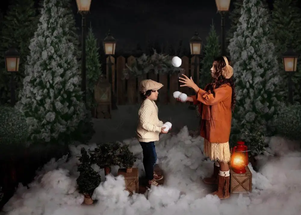 크리스마스 레트로 나무 문 사진 배경 눈 크리스마스 트리 장식 어린이 파티 Photocall 배경 사진 스튜디오