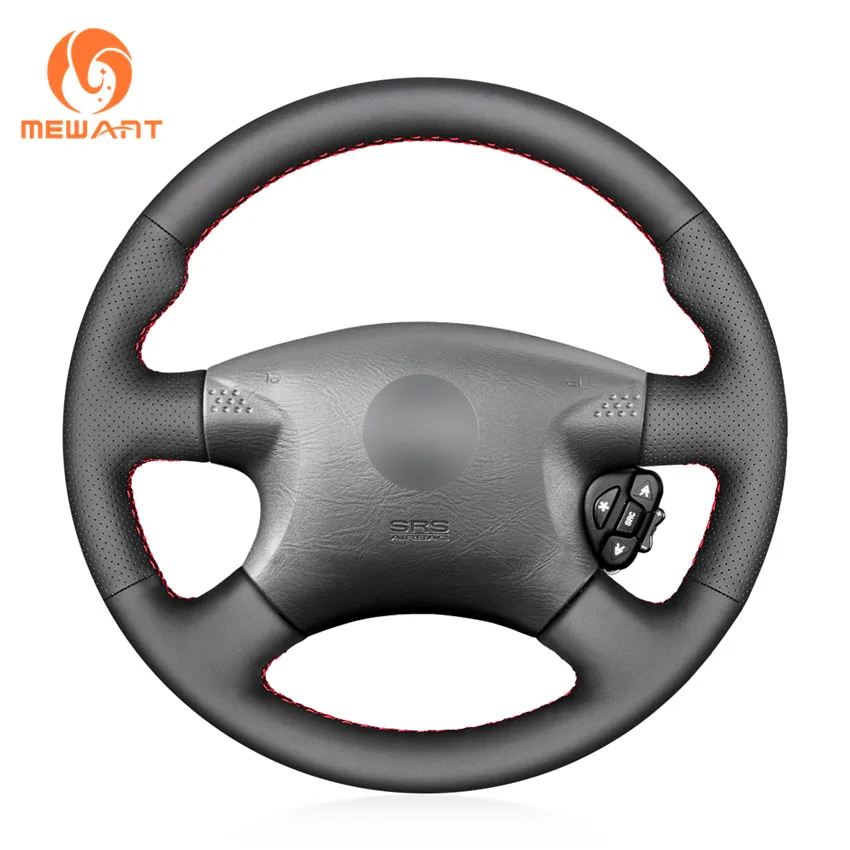 MEWANT Black Artificial Leather Steering Wheel Cover for Nissan Almera (N16) X-Trail (T30) Terrano 2 Almera Tino Micra Primera