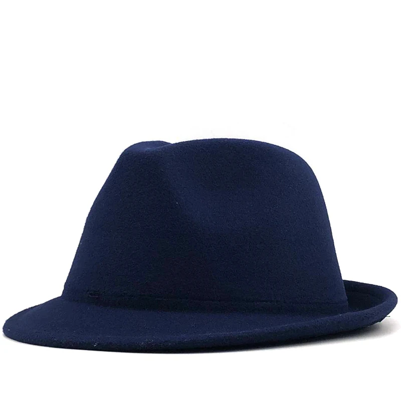 Simple white Wool felt Hat Cowboy Jazz Cap Trend Trilby Fedoras hat Panama cap chapeau band for Men Women 56-58CM