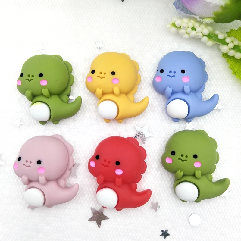 10 sztuk żywica Kawaii Mix kolorowe Meng pet dinozaury Flatback Cabochon kamień księga gości DIY wystrój domu figurka rzemiosło