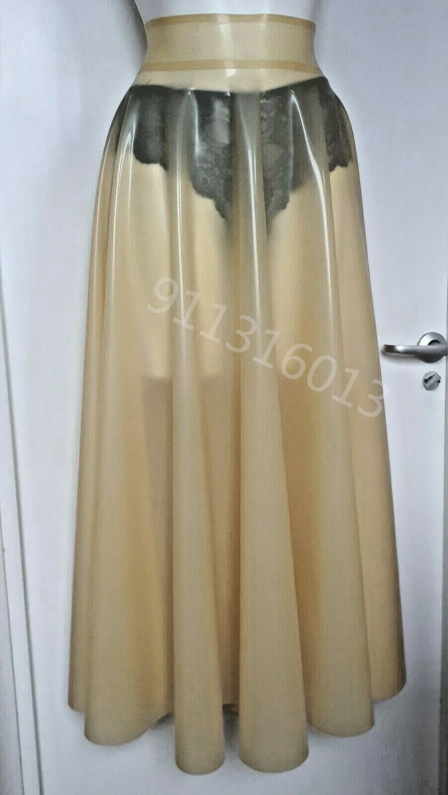 100% Natural Latex rubber LONG SKIRT England Style Women's Pleated Ankle-length Long Latex Skirt No Zip