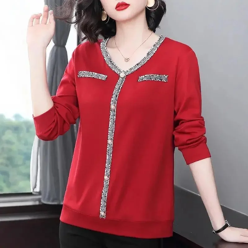 Autumn Mother Top 2021 New Women Grace Loose Long-sleeved T-shirt Female Foreign Bottoming Hedging Shirt Spring Autumn A767