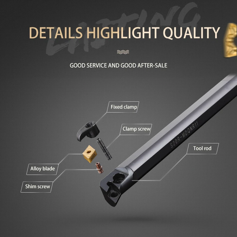 KaKarot Internal Turning Tool Holder S20R-MDQNR11 S32T-MDQNR15 S40T-MDQNR15 Carbide Inserts DNMG11 DNMG15 Lathe Cutting Tools