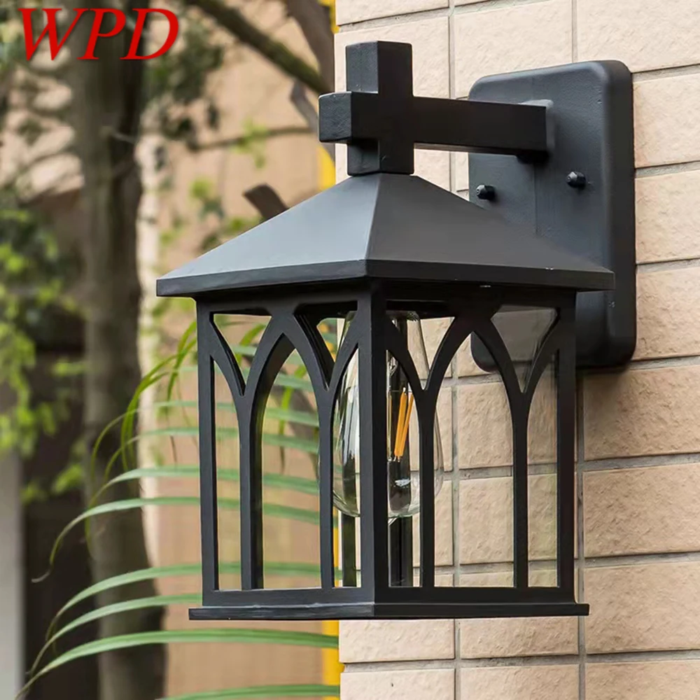 

WPD Outdoor Black Light LED Retro Wall Sconces Lamps Classical Waterproof for Home Balcony Decoration