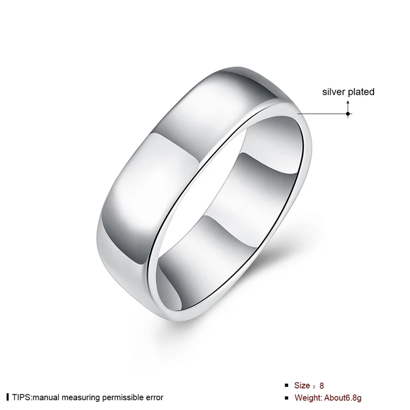 DOTEFFIL Square Circle Rings For Women Men Brand Fashion Simple Wedding Engagement Party Silver Color Jewelry