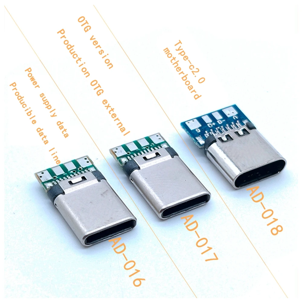 DIY OTG USB-3,1 welding Male Jack connector USB 3,1 Type C connector with PCB Board connector Data line terminals for Android