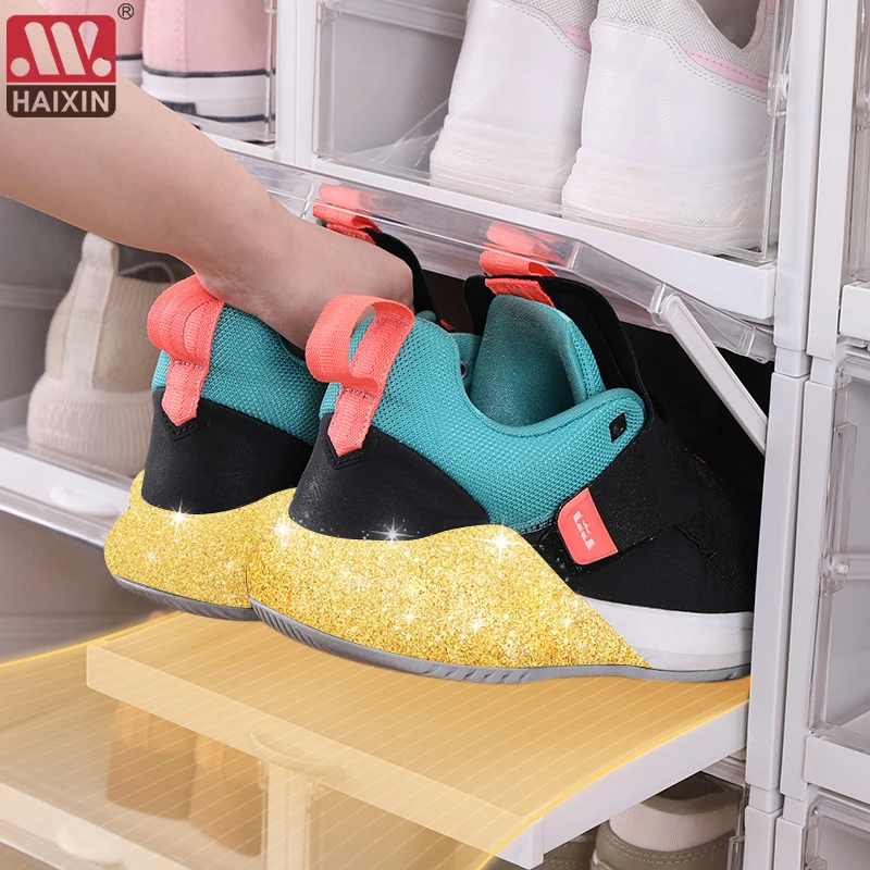 

NEW High capacity Drawer Pull-out Sneaker box Plastic Shoes Organizer Case Rectangle ABS+PP Thickened Drawer Shoe storage box