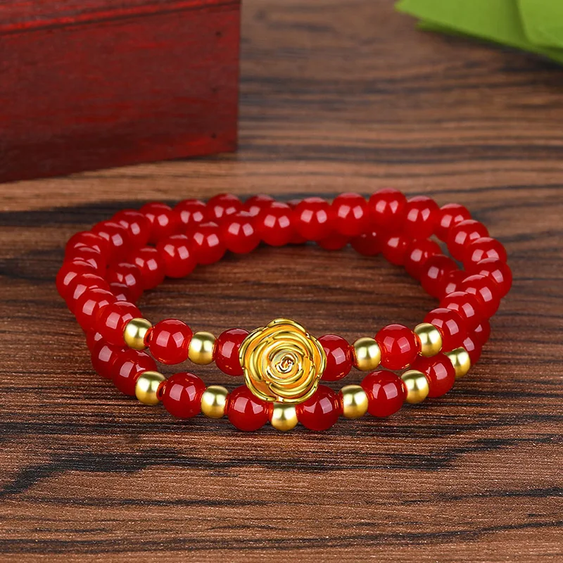 Women Tourism Anniversary Celebration Fashion Anniversary Prize Prayer Rose Multi Circle Imitation Agate Women Bracelet