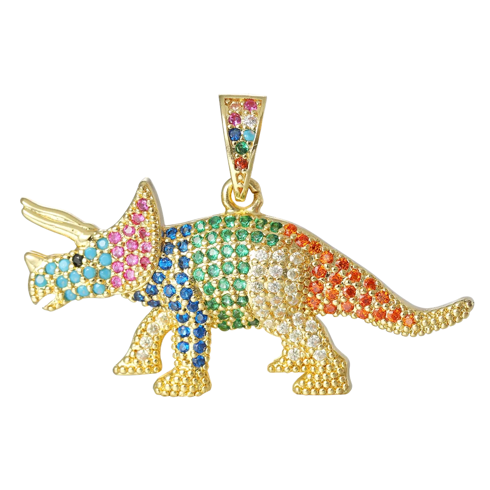 Juya DIY Hip-Hop Punk Pendant Jewelry Making Rainbow 18K Gold Plated Jurassic Tyrannosaurus Pterosaurs Dinosaur Charms Supplies