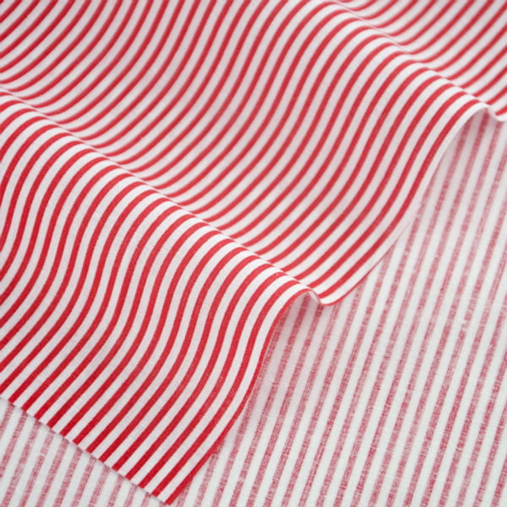 Art Work 100% Cotton Fabrics Printed Red and White Strips Designs Fat Quarter Crafts Doll\'s DIY Clothing Fabrics Home Textile