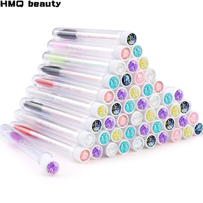 50Pc Reusable Eyebrow Brush Tube Eyelash Brush Eyebrow Brush Replaceable Dust-proof Sparkling Diamond Makeup Brush