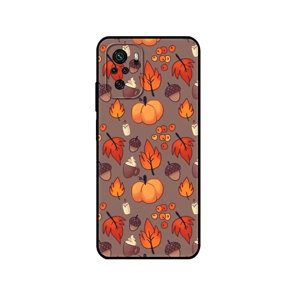 Black tpu Case For Xiaomi Redmi 9T Case Redmi Note 9T Note 10 5G 4G Pro 10S Case leaves autumn fox pumpkin halloween