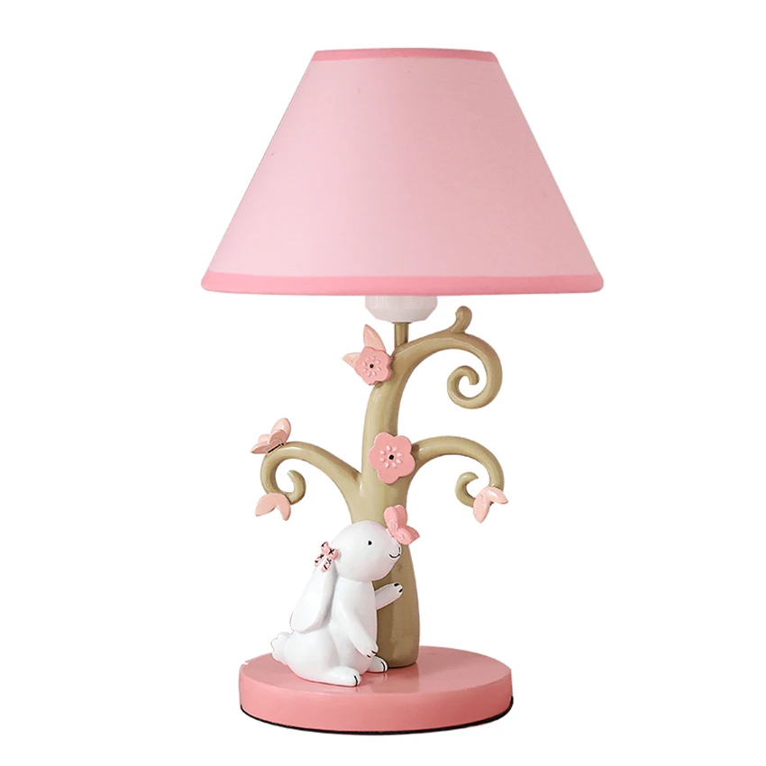 

Cute Girl Pink Rabbit Table Lamps Bedroom Bedside Room Decorated Princess Children's Table Lights Study Desk Lights Lighting