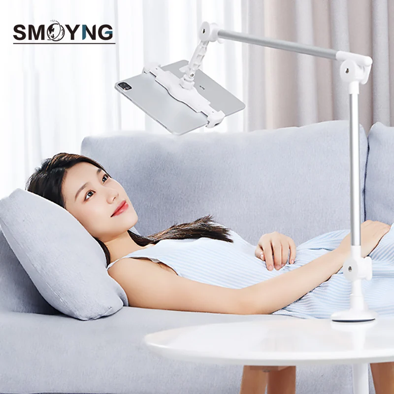 SMOYNG Long Arm Aluminum Alloy Lazy Tablet Phone Mount Holder Stand Support For iPhone iPad Pro 12.9 Adjustable Desk Bed Mount