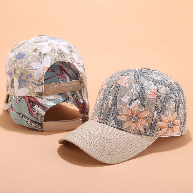 New Baseball Cap Women Flower Embroidery Sun Hats Spring Summer Girls Adjustable Snapback Visor Caps