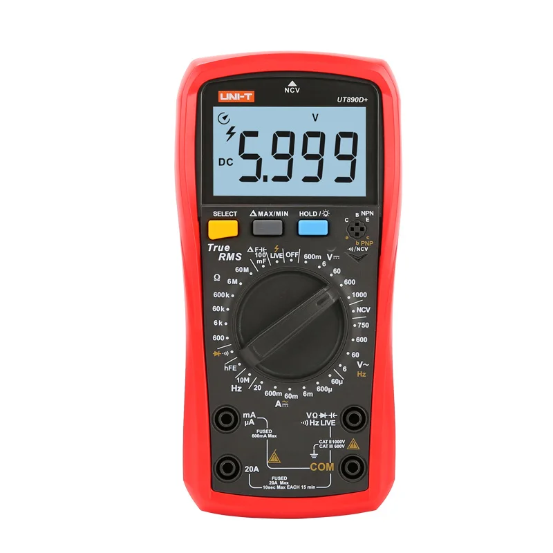 Multimetro digitale UNI T True RMS UT890C UT890D + gamma manuale AC DC frequenza capacità temperatura Tester retroilluminazione
