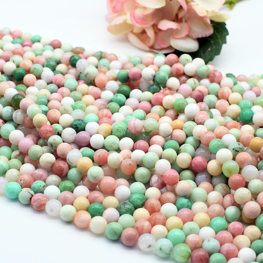 

10-12mm Natural Smooth colorfull opal round stone beads For DIY Bracelet Necklace Jewelry Making Strand 15"