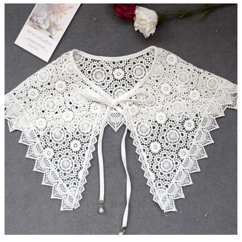 

Top Women Clothes Accessories Embroidery Detachable Lapel Choker Necklace Shirt Fake Collar ForLady