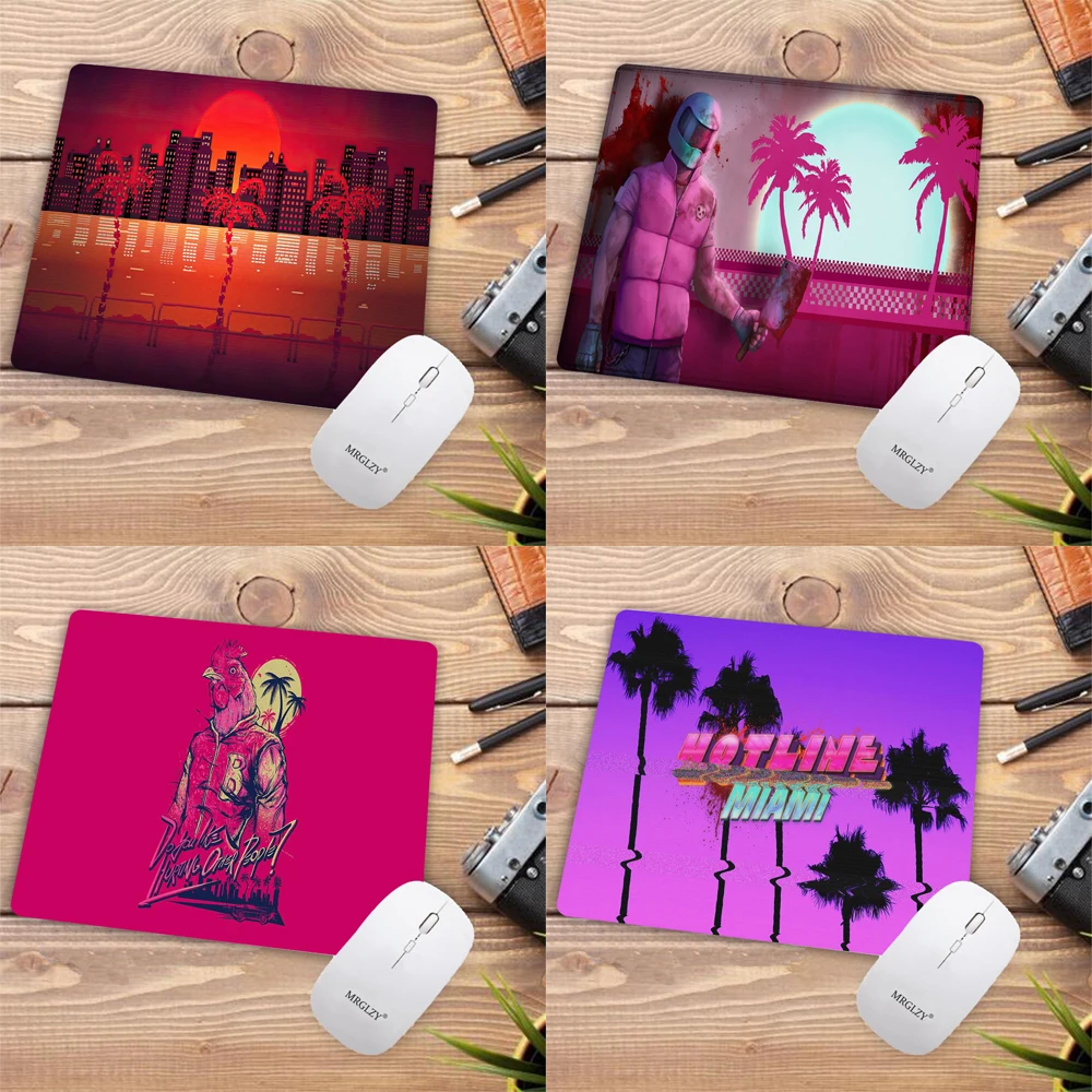 Small Mouse Pad Hotline Miami Mouse Mat Gaming Playmats Desk Pad Desk Accessories Watercolor Desk Protector Mat Desk Pink