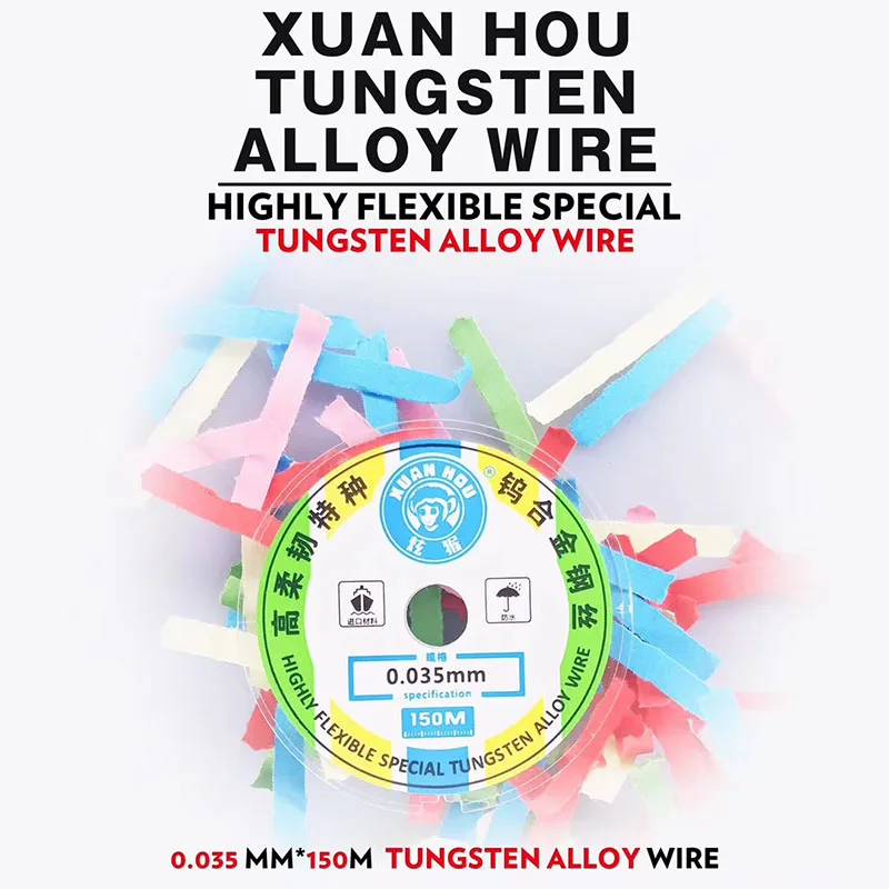 Xuan hou fio de aço para reparo de tela lcd, fio de liga de tungstênio de alta dureza 0.035mm 150m