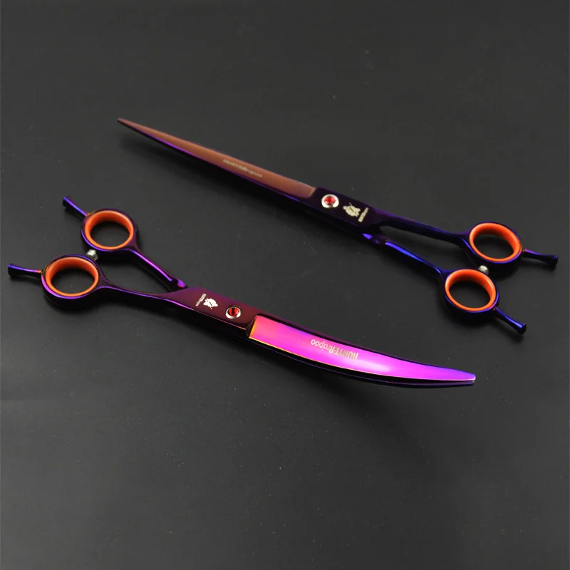 Tijeras de acero inoxidable HT9163, 8 pulgadas, tijeras de aseo para perros y gatos, peluquería, belleza, tienda de mascotas, cortadora de adelgazamiento