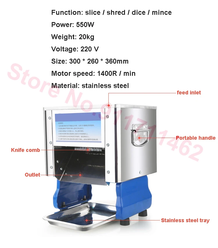 Meat Cutter Cutting Machine Commercial Electric Stainless Steel Chicken Fish Beef Meat Vegetable Slicer Dicing Machine 220V