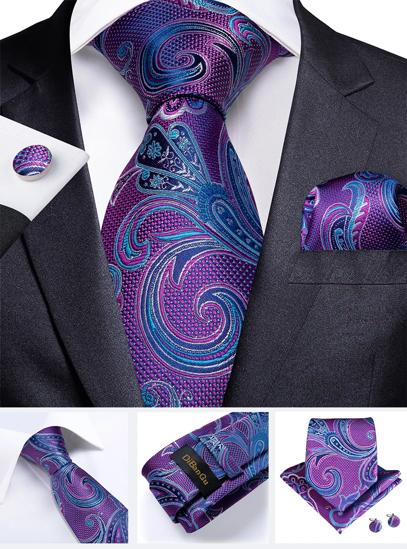 Modische Paisley-Herrenkrawatten in Gold, Türkisgrün, Schwarz, 8 cm, Business-Hochzeits-Accessoires, Krawatte, Geschenk für Männer, DiBanGu – Detail 31