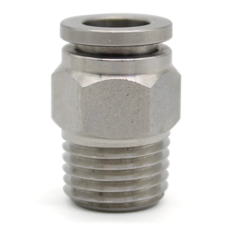 304 Stainless Steel External Thread Pneumatic Quick Coupling PC 1/8" 1/4" 3/8" 1/2" BSP External Thread Trachea Hose Connector