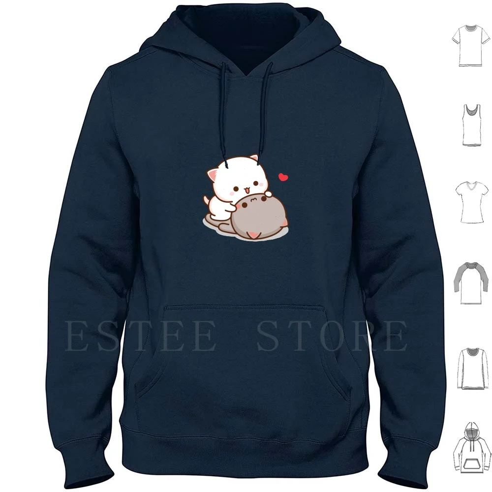 Sudadera con capucha Peach And Goma Mochi Cat Love de manga larga, diseño de gato Peach, Goma Mochi Cat, linda, romántica, Kawaii, para novio, novia
